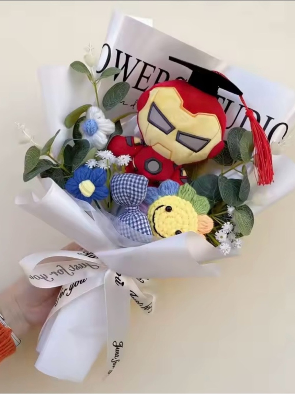 Avenger Iron Man Plush graduation Bouquet 14inches handmade